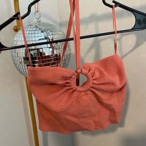 PACSUN O-RING ORANGE HALTER CROP TOP